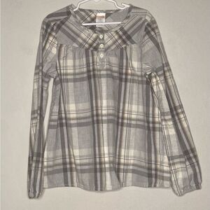 Gymboree Girl Gray Multi Plaid Long Sleeve Shirt Top Blouse Size 10 Casual Fall